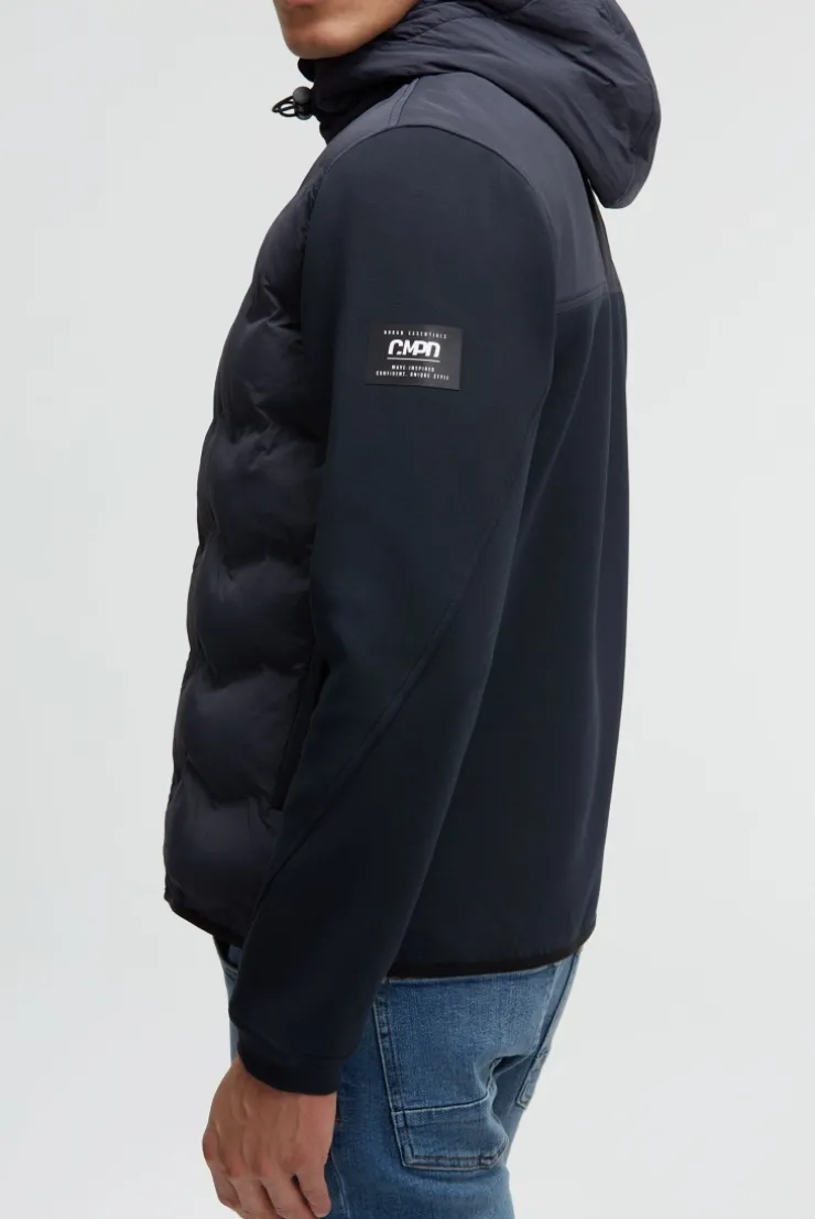 Kapuzenjacke im tonalen Materialmix true navy