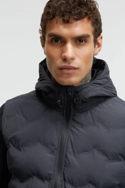 Kapuzenjacke im tonalen Materialmix true navy