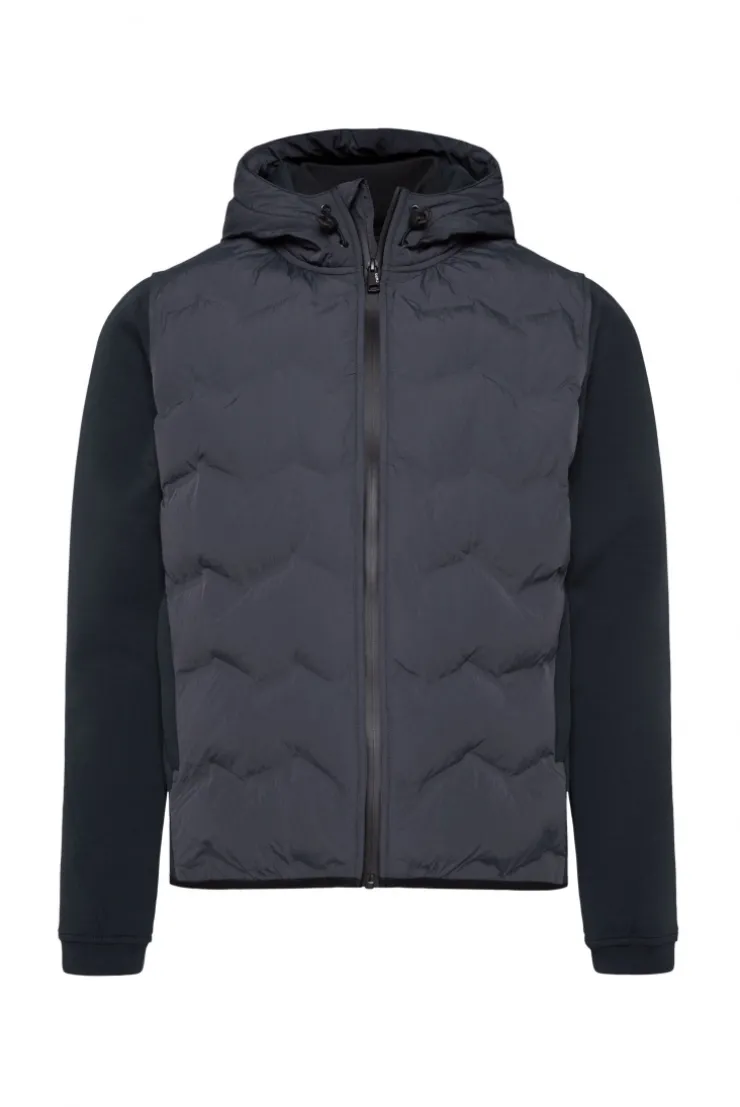 Kapuzenjacke im tonalen Materialmix true navy