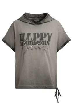 Kapuzenshirt mit Artwork und Tunnelzugband cool khaki