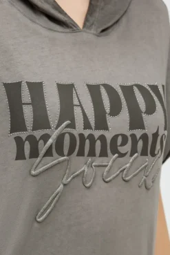 Kapuzenshirt mit Artwork und Tunnelzugband cool khaki
