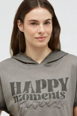 Kapuzenshirt mit Artwork und Tunnelzugband cool khaki