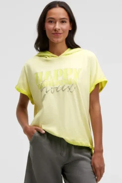 Kapuzenshirt mit Artwork und Tunnelzugband vivid lemon