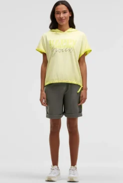 Kapuzenshirt mit Artwork und Tunnelzugband vivid lemon