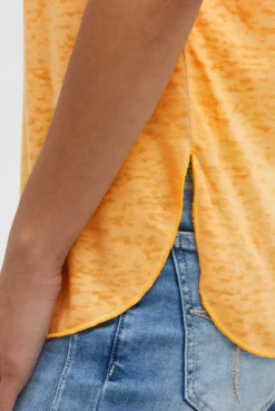 Kapuzenshirt mit Ausbrenner-Effekten und Artwork fresh mango