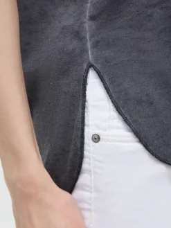 Kapuzenshirt mit Ausbrenner-Effekten und Print charcoal mist
