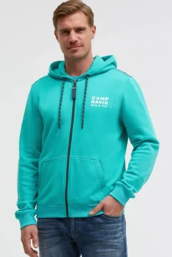 Kapuzensweatjacke mit Rücken-Print island green