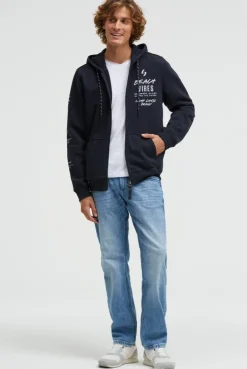 Kapuzensweatjacke mit Ärmel-Print blue navy
