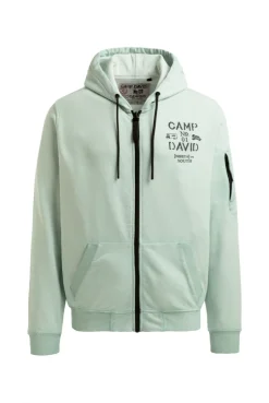 Kapuzensweatjacke Oil Dyed mit Rücken-Artwork faded mint