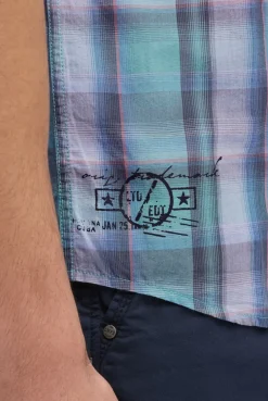 Kariertes Kurzarmhemd mit Logo Prints aqua splash