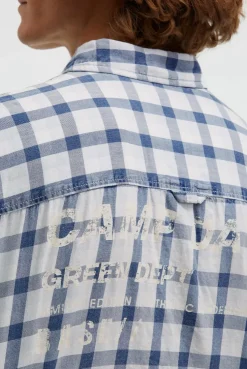 Karohemd mit Klappentaschen und Back-Print indigo blue
