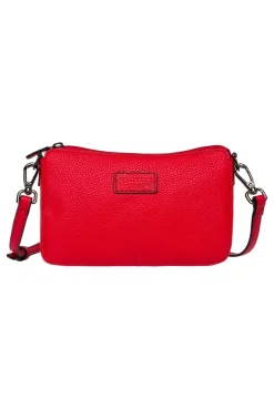 Kleine Crossbody Bag mit Label Badge clear red