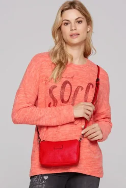 Kleine Crossbody Bag mit Label Badge clear red