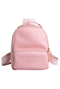 Kleiner Rucksack aus Lederimitat mit Logo-Riemen french rose