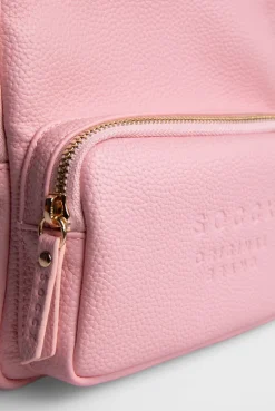 Kleiner Rucksack aus Lederimitat mit Logo-Riemen french rose