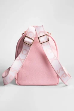 Kleiner Rucksack aus Lederimitat mit Logo-Riemen french rose