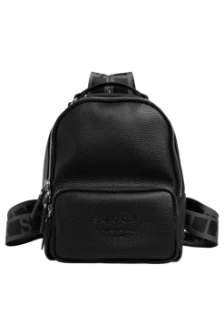 Kleiner Rucksack aus Lederimitat mit Logo-Riemen black