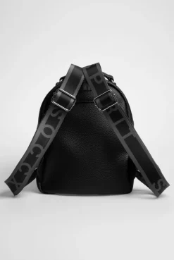 Kleiner Rucksack aus Lederimitat mit Logo-Riemen black