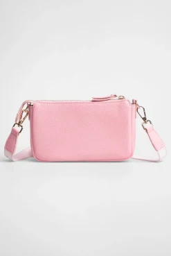 Kleine Umhängetasche mit Logo und Intarsia-Webriemen french rose