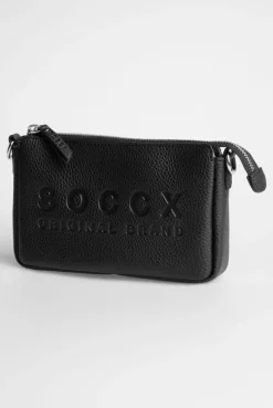 Kleine Umhängetasche mit Logo und Intarsia-Webriemen black