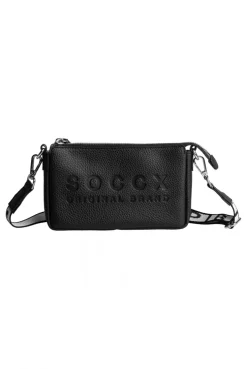 Kleine Umhängetasche mit Logo und Intarsia-Webriemen black