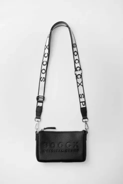 Kleine Umhängetasche mit Logo und Intarsia-Webriemen black