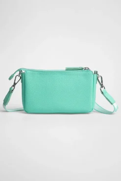 Kleine Umhängetasche mit Logo und Intarsia-Webriemen misty mint