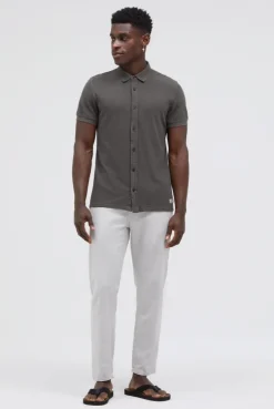 Kurzarmhemd aus Pikee im Polo-Stil pure anthra