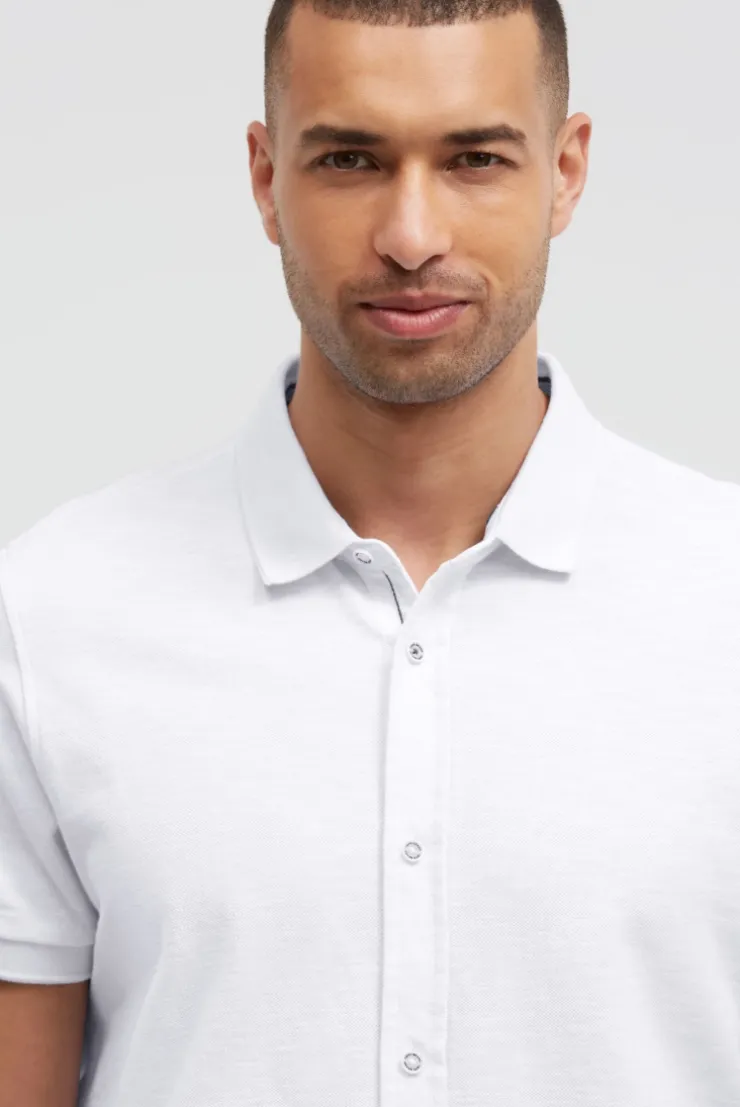 Kurzarmhemd aus Pikee im Polo-Stil opticwhite