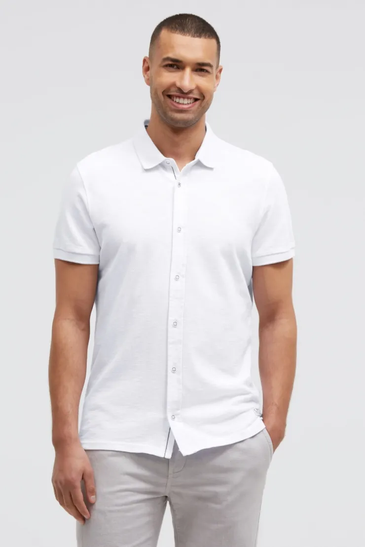 Kurzarmhemd aus Pikee im Polo-Stil opticwhite