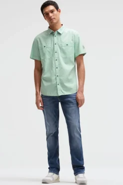 Kurzarmhemd mit diagonaler Dobby-Struktur faded mint