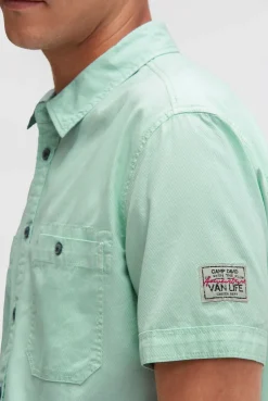 Kurzarmhemd mit diagonaler Dobby-Struktur faded mint