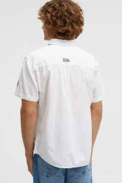 Kurzarmhemd mit diagonaler Dobby-Struktur offwhite