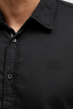 Kurzarmhemd mit filigraner Waffelstruktur black