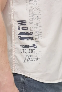 Kurzarmhemd mit Label Prints und Stickereien ash