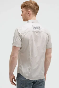 Kurzarmhemd mit Label Prints und Stickereien ash