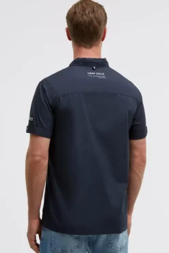 Kurzarmhemd mit Label Prints blue navy