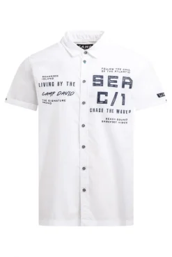Kurzarmhemd mit Label Prints opticwhite