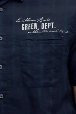 Kurzarmhemd mit Webstruktur und Logo Prints blue navy