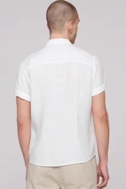 Kurzarm-Leinenhemd mit Klappentaschen opticwhite | S