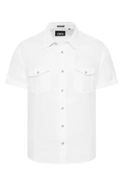 Kurzarm-Leinenhemd mit Klappentaschen opticwhite | S