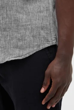 Kurzarm Leinenhemd mit Two-Tone-Struktur pure anthra
