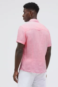 Kurzarm Leinenhemd mit Two-Tone-Struktur summer pink