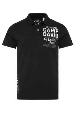 Kurzarmpolo aus Pikee mit Artworks black | M