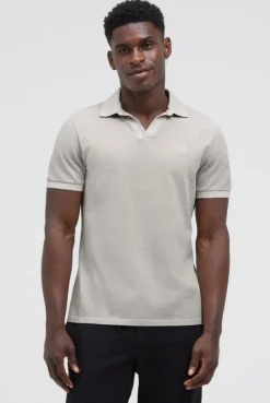 Kurzarmpolo aus Pikee mit Logostick french grey