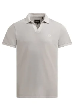Kurzarmpolo aus Pikee mit Logostick french grey