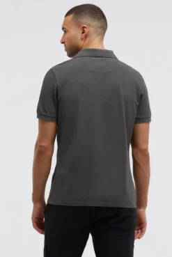 Kurzarmpolo aus Pikee mit Logostick pure anthra