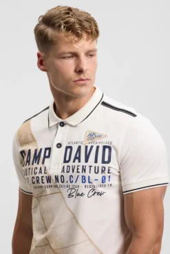 Kurzarmpolo mit Logo- und Photoprint ecru | S