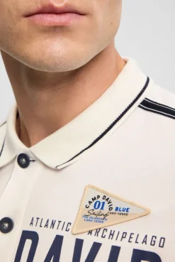 Kurzarmpolo mit Logo- und Photoprint ecru | S