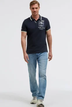 Kurzarmpolo mit Rücken-Print blue navy